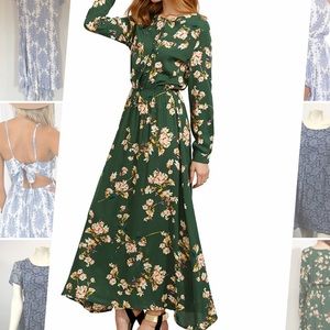 Floerns Women's Long Sleeve Floral Maxi Dress